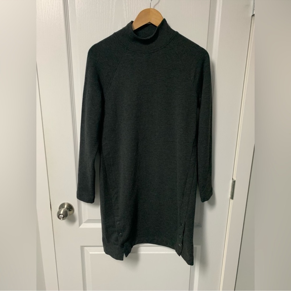 Hyba Gray Sweater Dress Thick Soft Cozy Material Snap Slits Sides Size Large